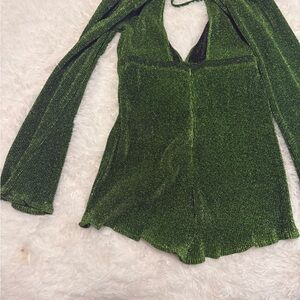 PrettyLittleThing Emerald Shimmer Romper